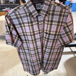 Cinch Men's Casual Plaid Shirt - Lavender and Gold